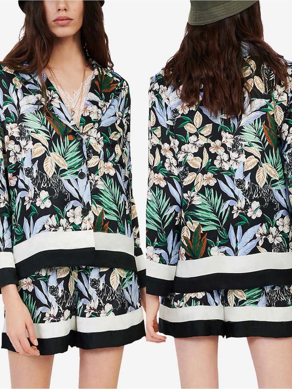 Maje Cioni Jungle Print Satin Shirt, 1/S
